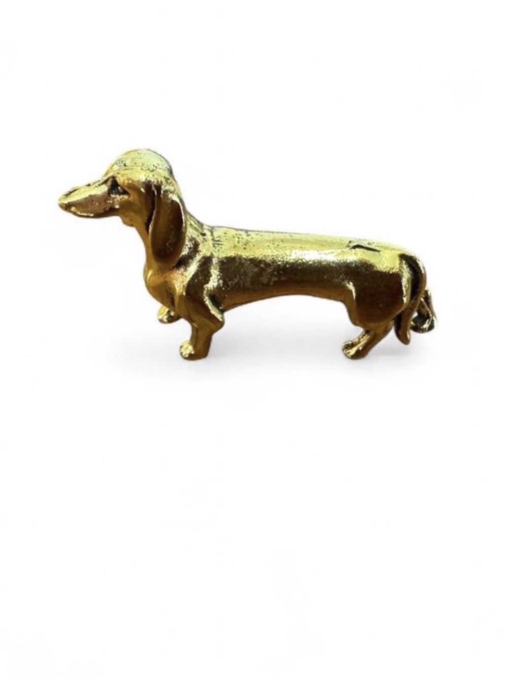 Mini Gold Dachshund Dog Figurine - Decorative Pet Accent